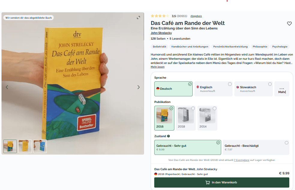 Screenshot eines Treffers / Buches © Bookbot